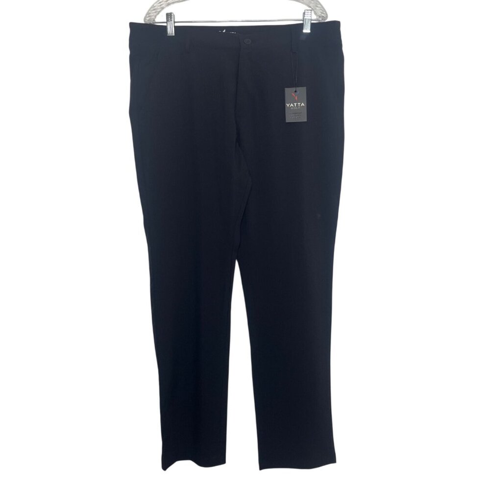 Yatta Golf Pants Mens 40 x 32 Black New Premium Comfort Stretch‎ Flat Front